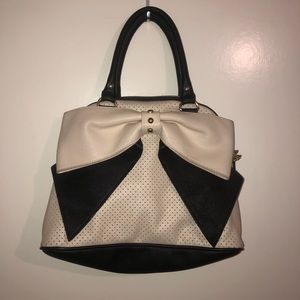 Betsey Johnson Cream & Black Bow Purse